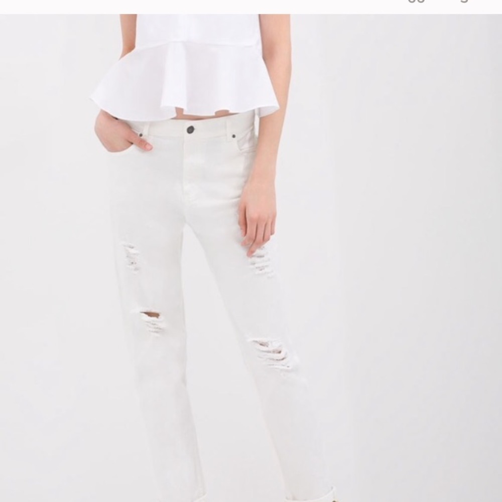 Zara White Destroyed Denim